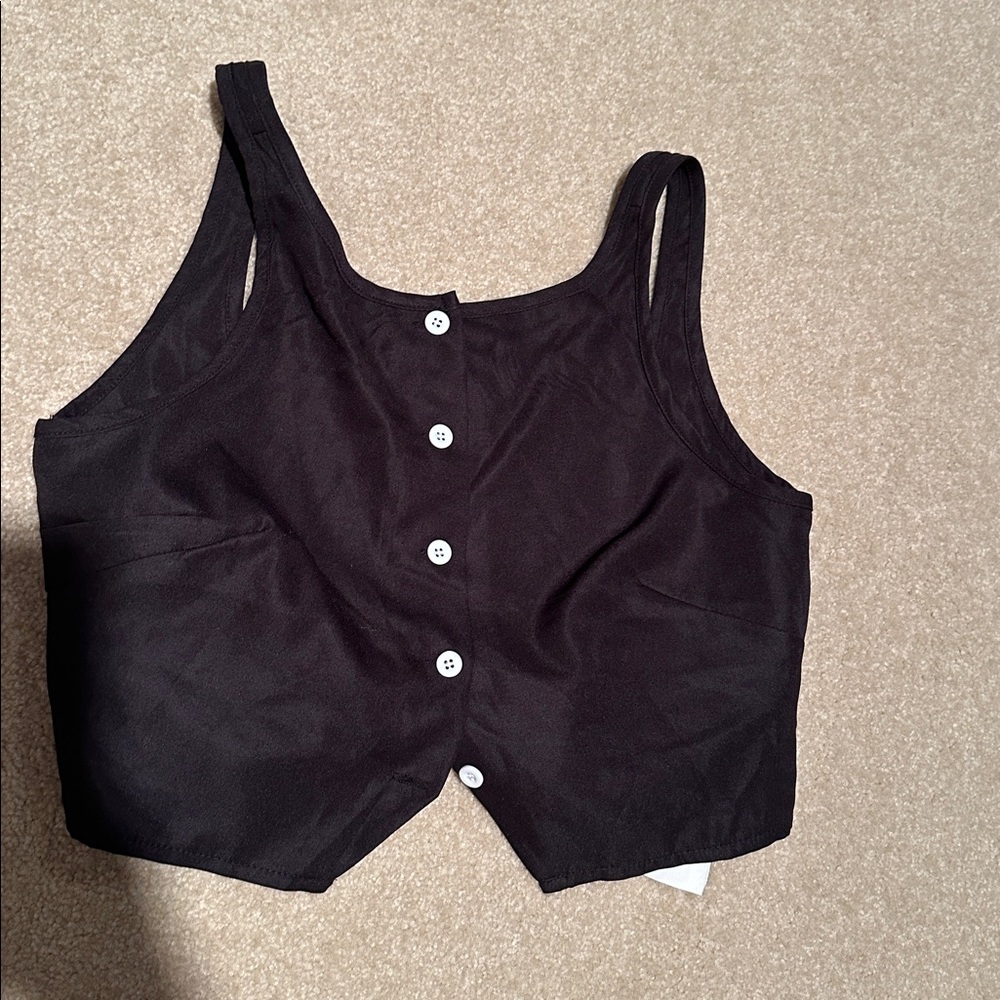 Black Button-Up Crop Top